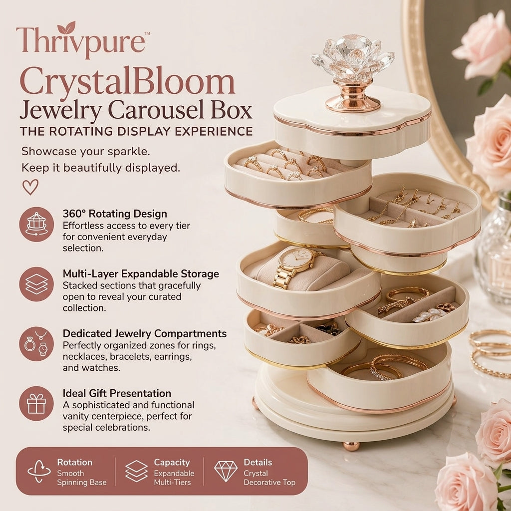 Thrivpure™ CrystalBloom Jewelry Carousel Box