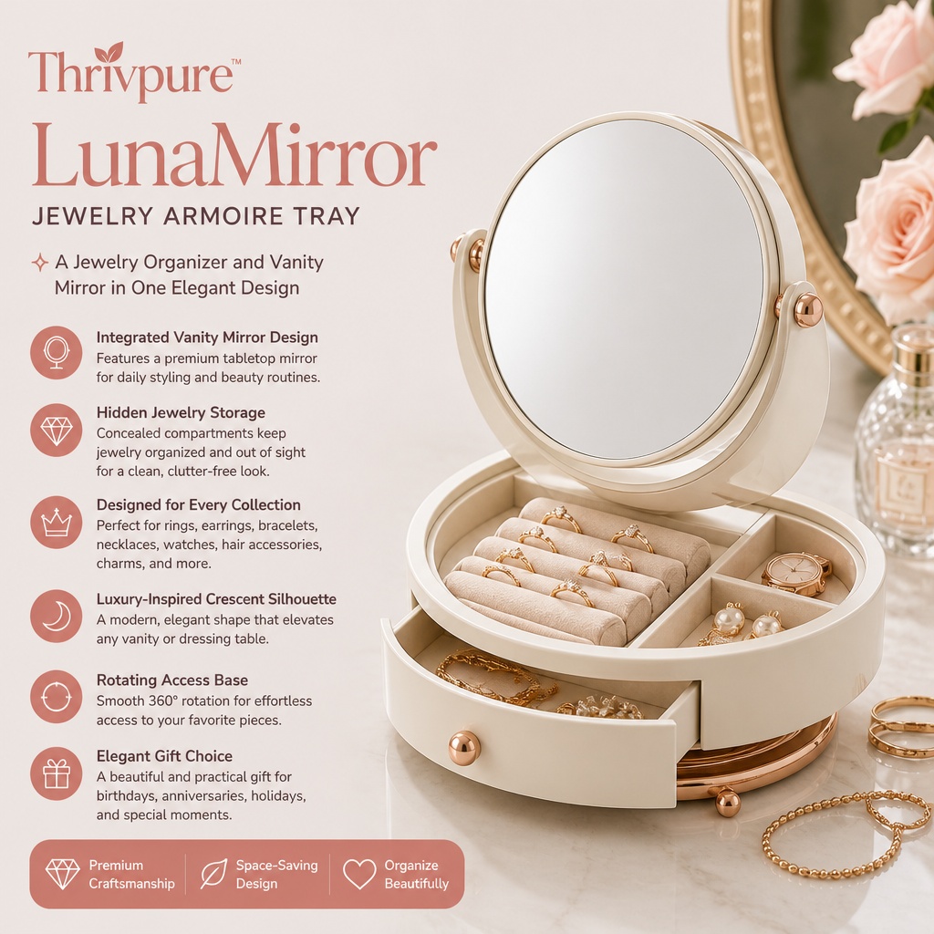 Thrivpure™ LunaMirror Jewelry Armoire Tray